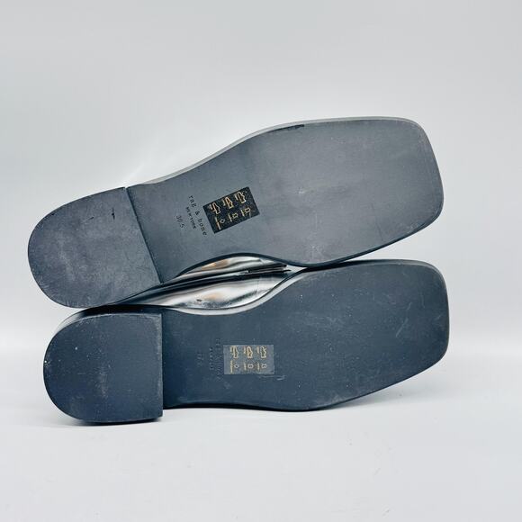 Rag & Bone Shoes Women 9 Silver Metallic Loafer Square Toe Slip On Comfort Dress - Picture 10 of 12